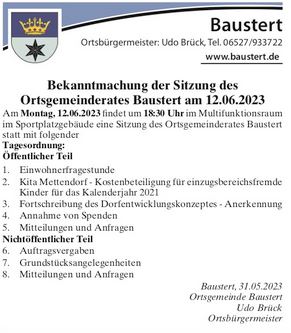 Gemeinderatssitzung 12. Juni